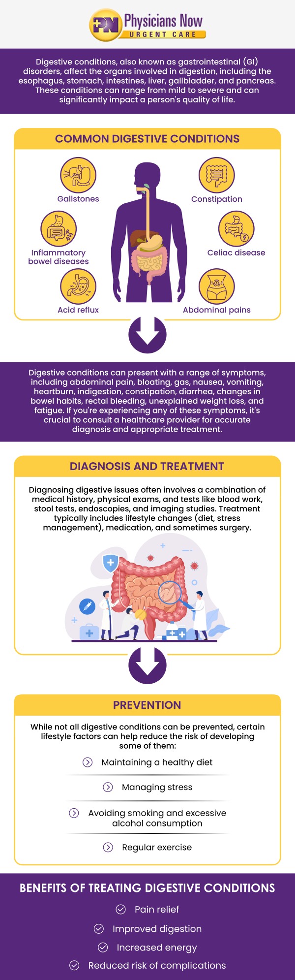 Digestive disorders produce bothersome sensations and make it more difficult to absorb the nutrients you require from food. Visit Physicians Now Urgent Care and Walk-In Clinic if you have diarrhea, abdominal pain, nausea, vomiting, or any other symptoms to receive the individualized treatment you need. Contact us, walk in, or reserve your spot online! We are located at 15215 Shady Grove Road, Suite 100, Rockville, MD 20850. Digestive disorders produce bothersome sensations and make it more difficult to absorb the nutrients you require from food. Visit Physicians Now Urgent Care and Walk-In Clinic if you have diarrhea, abdominal pain, nausea, vomiting, or any other symptoms to receive the individualized treatment you need. Contact us, walk in, or reserve your spot online! We are located at 15215 Shady Grove Road, Suite 100, Rockville, MD 20850.